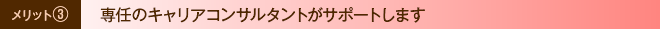 メリット③ 専任のキャリアコンサルタントがサポートします